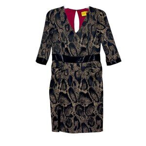 Aysha Cocktail Dress 12 Ruched Photorealistic Textured Animal Print Office Siren